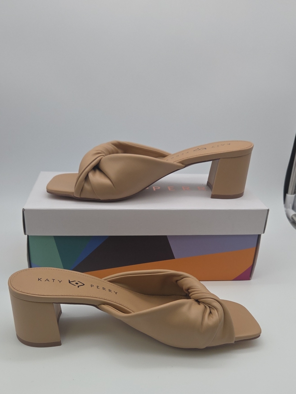 Katy Perry Collections Tan Knot-Front Block Heel Mule